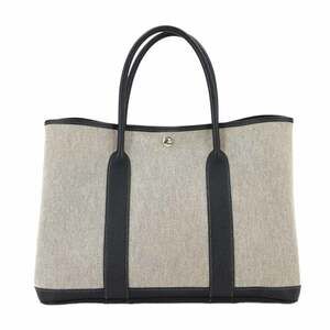 Hermes Garden 36 PM Tote Handbag, Toile H Negonda, Black/Gray, □P stamp, Party